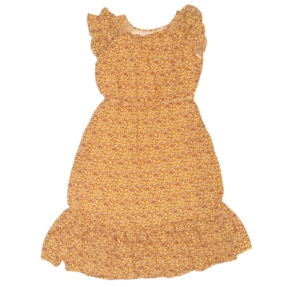 Universal Thread Orange Yellow Ruffle Sleeve Midi… - image 1